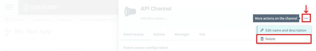 Flux App showing a channel being deleted.